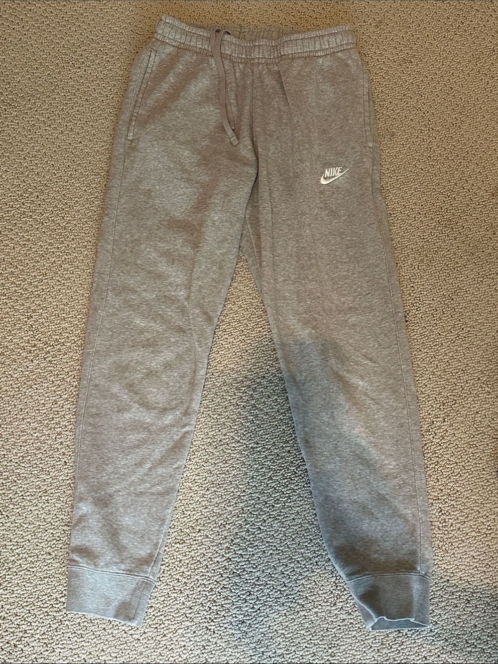Nike Club Fleece Mens Heather Gray Joggers Sweatpants Sz. S Small
